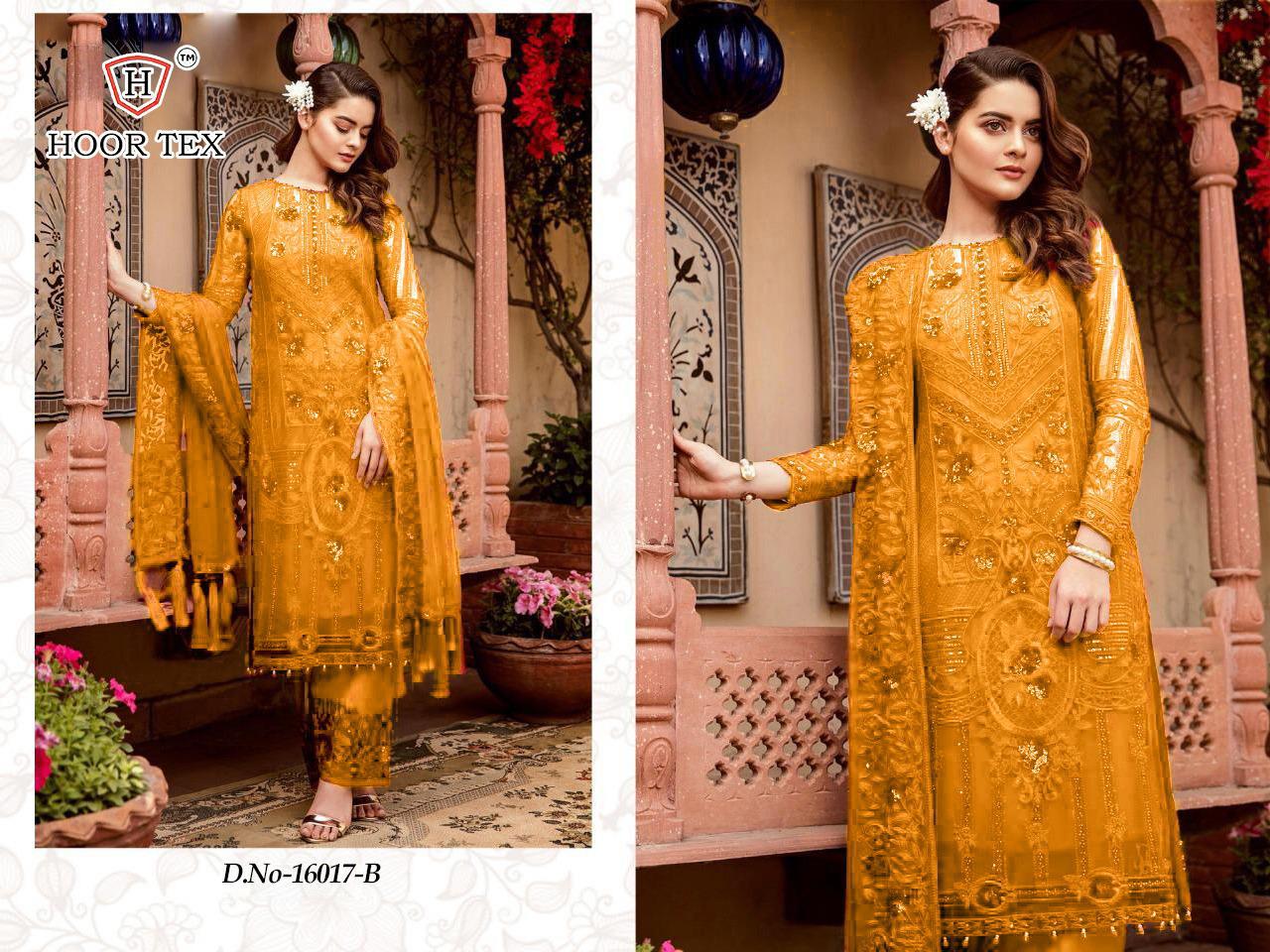 Hoor Tex Super Hit Design 16017 Heavy Georgette Pakistani Suits Concept In Surat Market