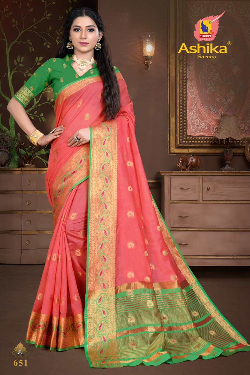 Ashika Saree Launching Lotus Butta Vol 3 Cotton Silk Saree At Online Shopping