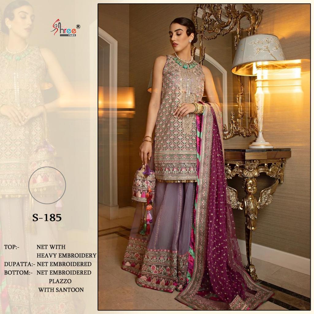 Shree Fab S-185 Designer Net With Embroidery Suit