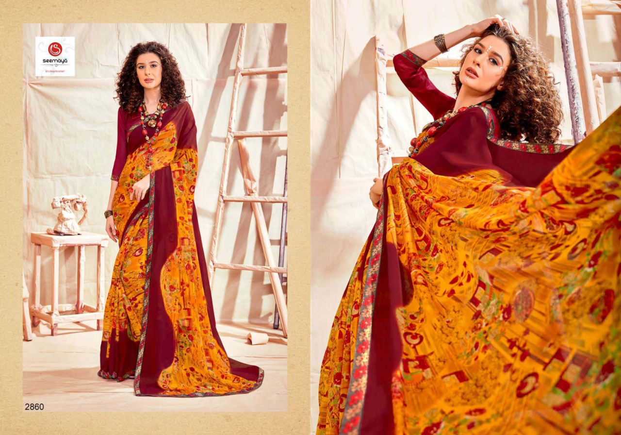 Hungama By Seemaya Fancy Print With Border Daily Wear Saree At Lowest Rate