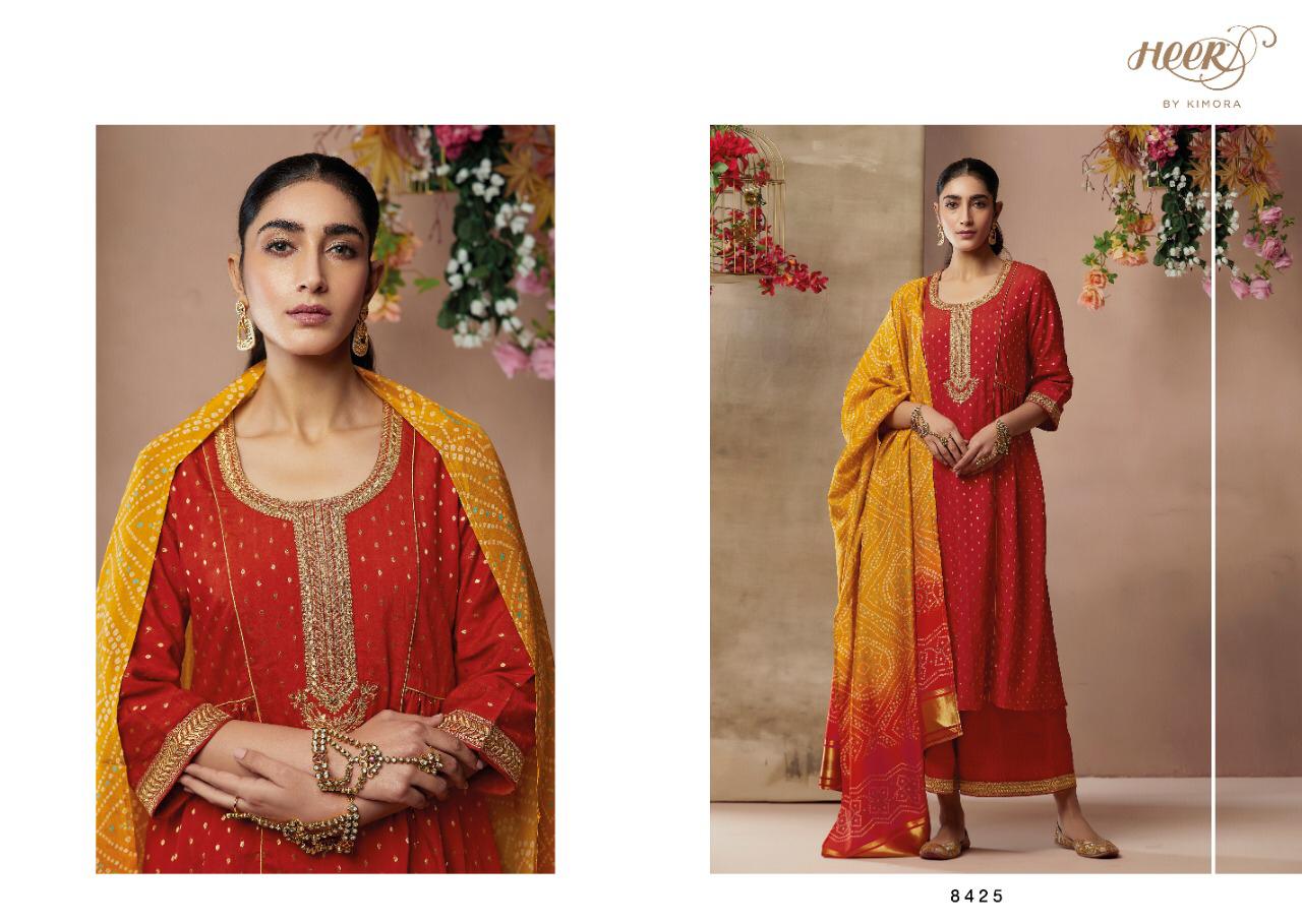 Heer By Kimora Bandhej 8421-8428 Series Functional Wear Fancy Salwar Suits