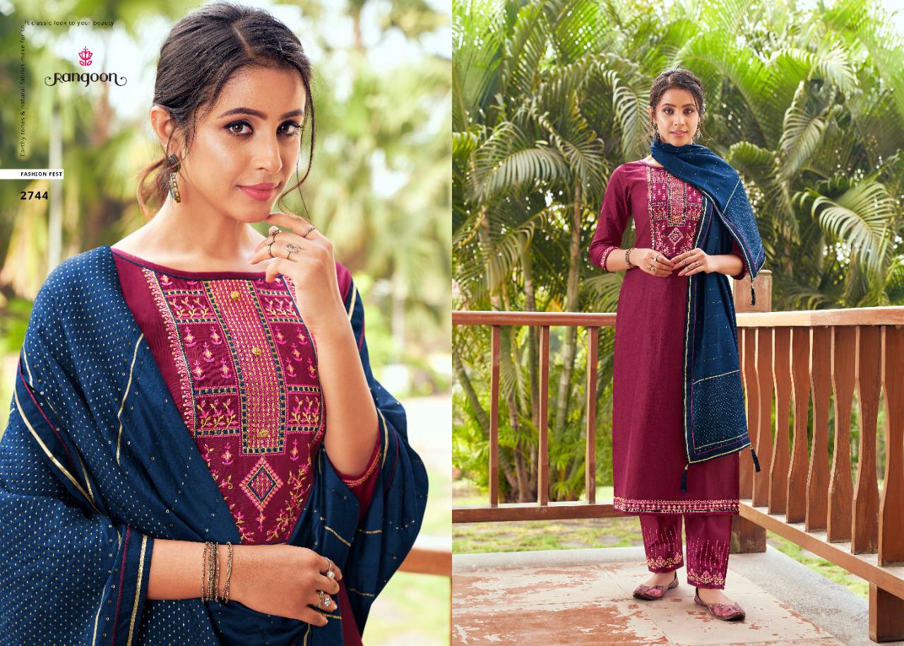 Rangoon Vaani Cotton Silk Readymade Exclusive Stylish Suits Trader