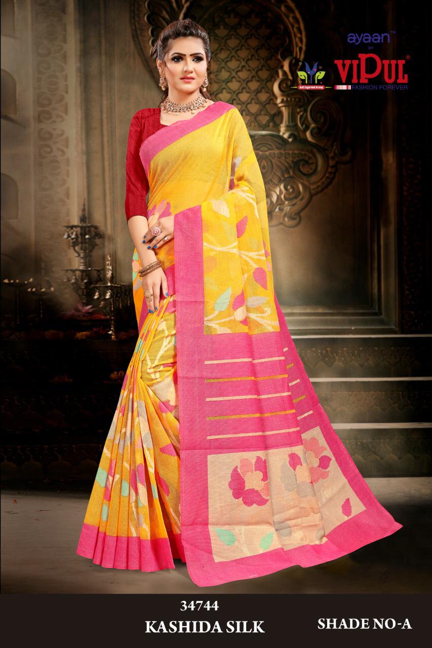 Vipul Presenting Kashida Silk Designer Silk Base Saree Exporter