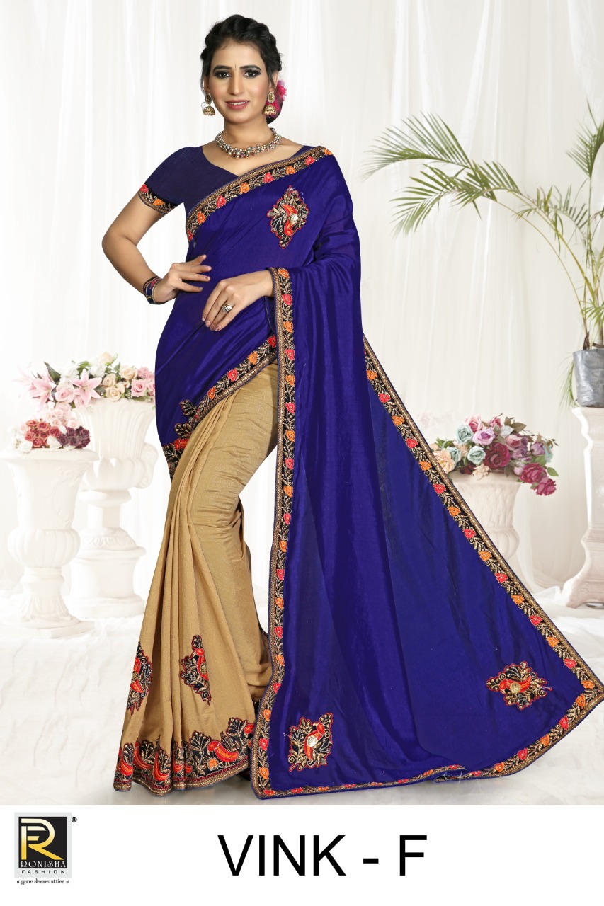 Ranjna Saree Vink Exclusive Vichitra Silk Half Half Style Saree Seller