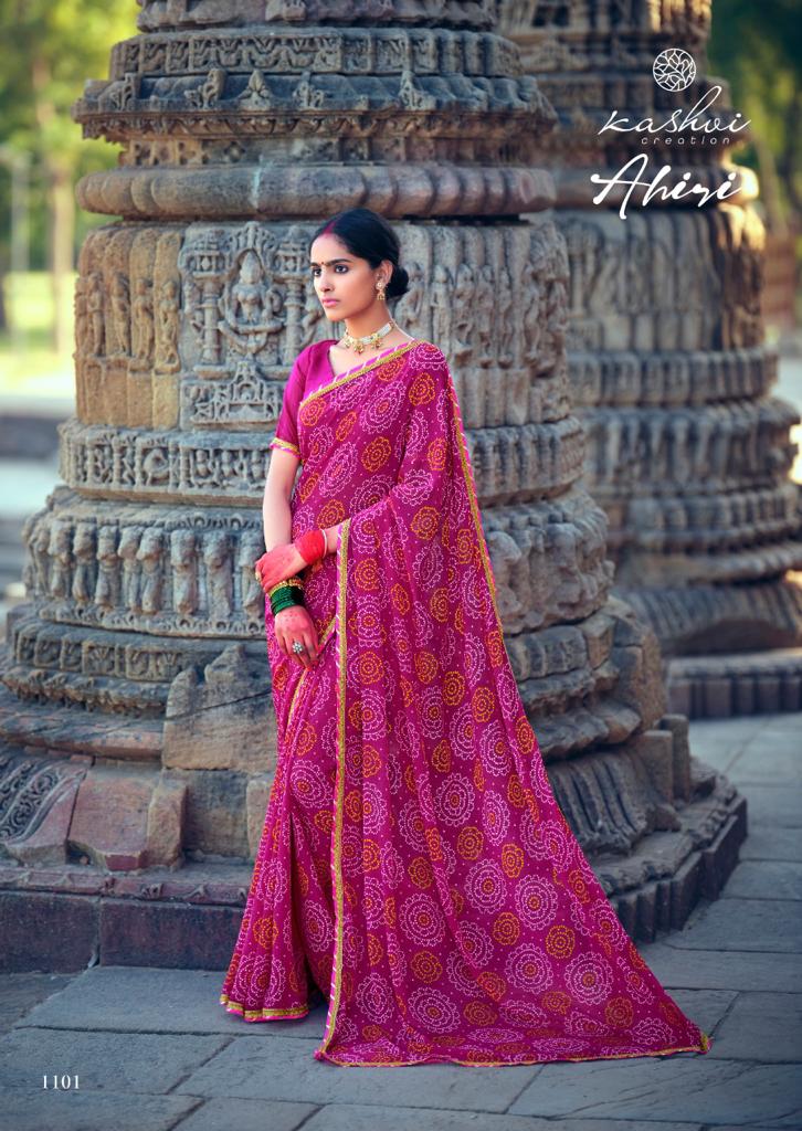 Kashvi Creation Ahiri Designeer Chiffon Saree