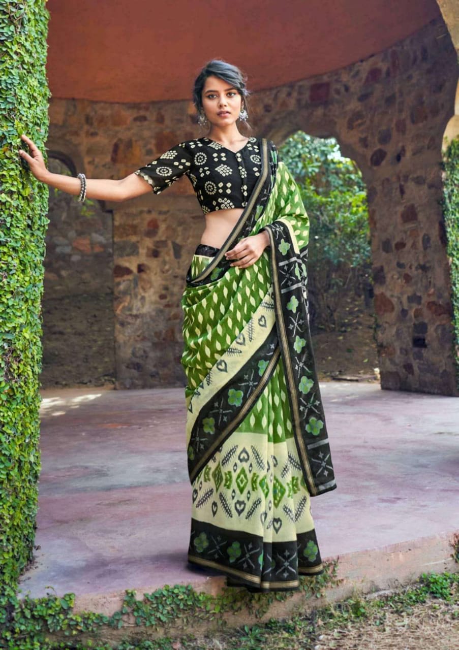 Shangrila Present Handloom Zari Cotton Latest Weaving Zari Printed Summer Wear Saree