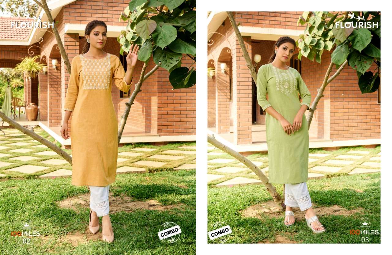 100 Miles Flourish Cotton Kurti With Pant Set Catalog At Best Rates Online