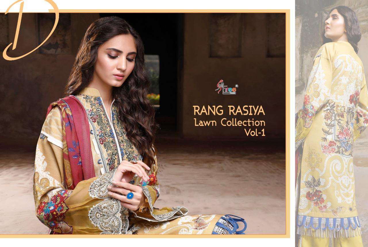 Rangrasiya Lawn Collection By Shree Fabs Cotton Print With Embroidery Pakistani Suits