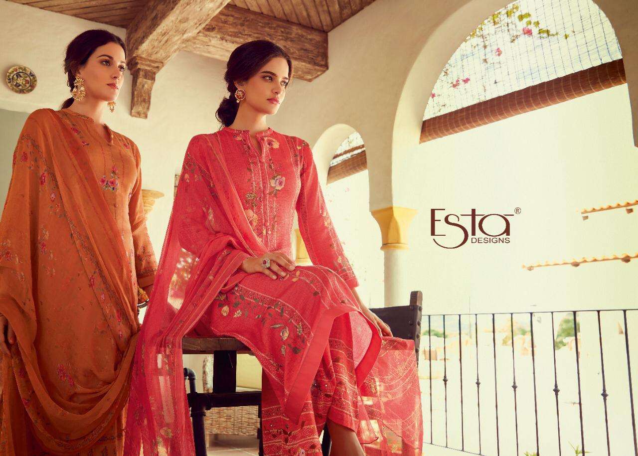 Esta Designs Falak Cotton Glace Summer Wear Suit Collection