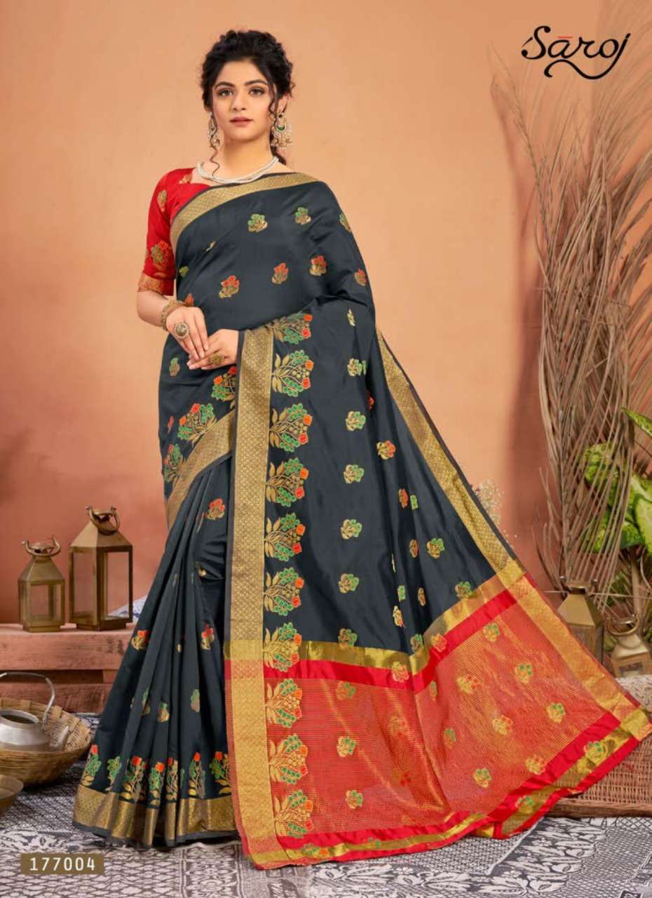 Tejaswini By Saroj Traditional Wear Lichi Silk Designer Saree Surat Supplier