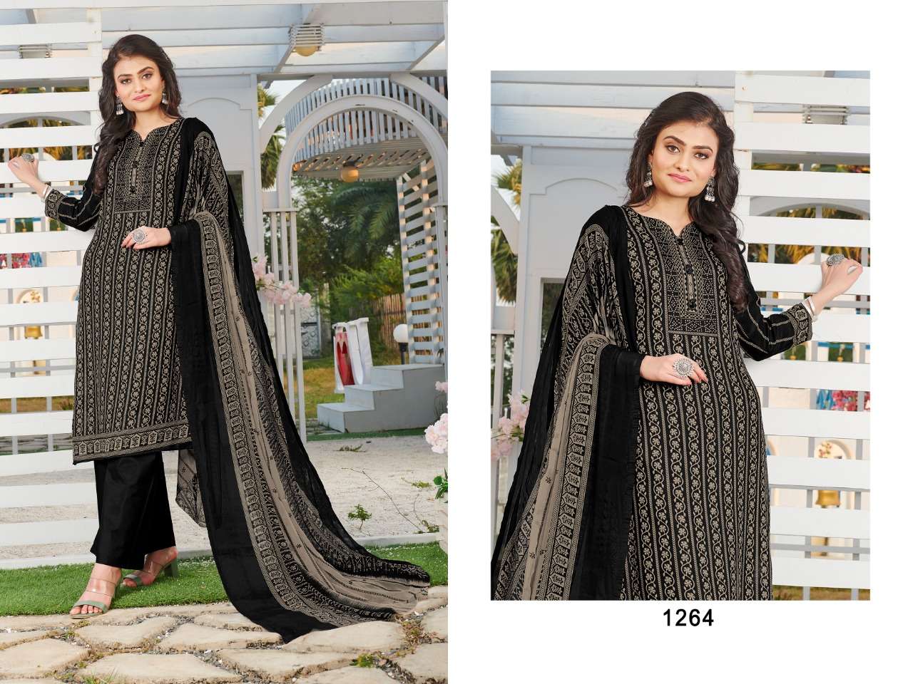 Bipson Print Kyraa Black Special Cotton Printed Ladies Suits Wholesale