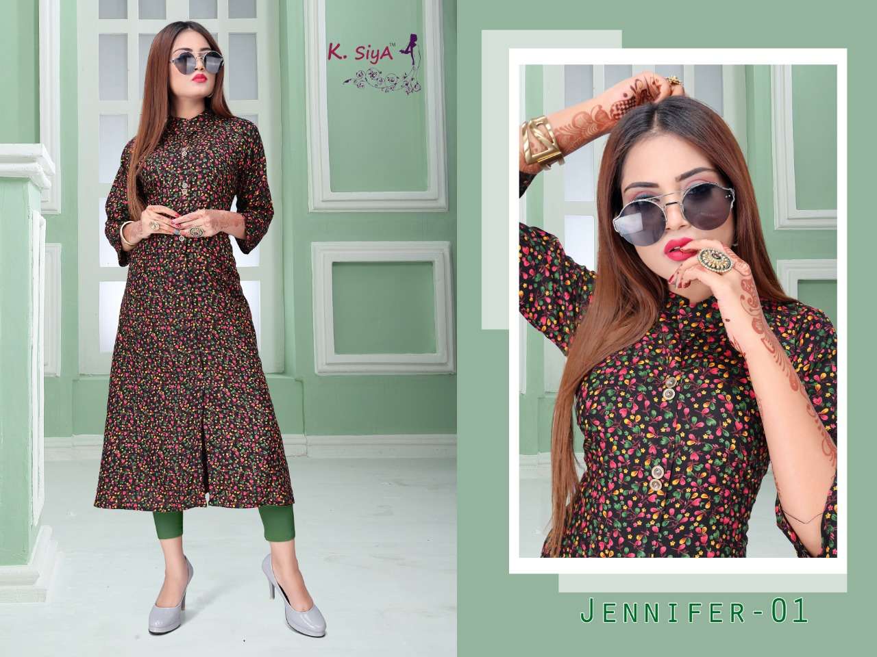 Jennifer By K.siya Heavy Rayon Print Kurti Cataolog