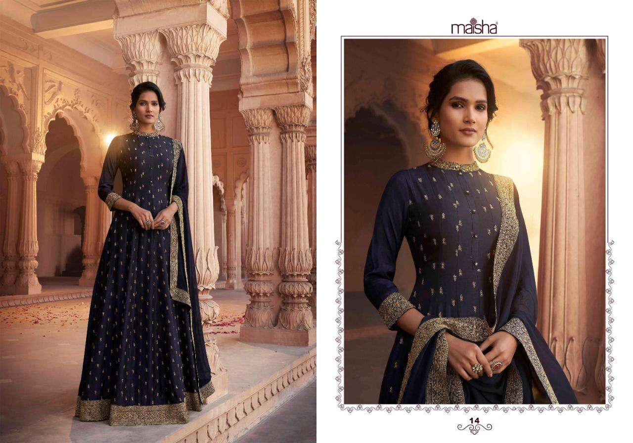 Maisha Maskeen Vol 4 Rassian Silk Long Gown With Dupatta Collection