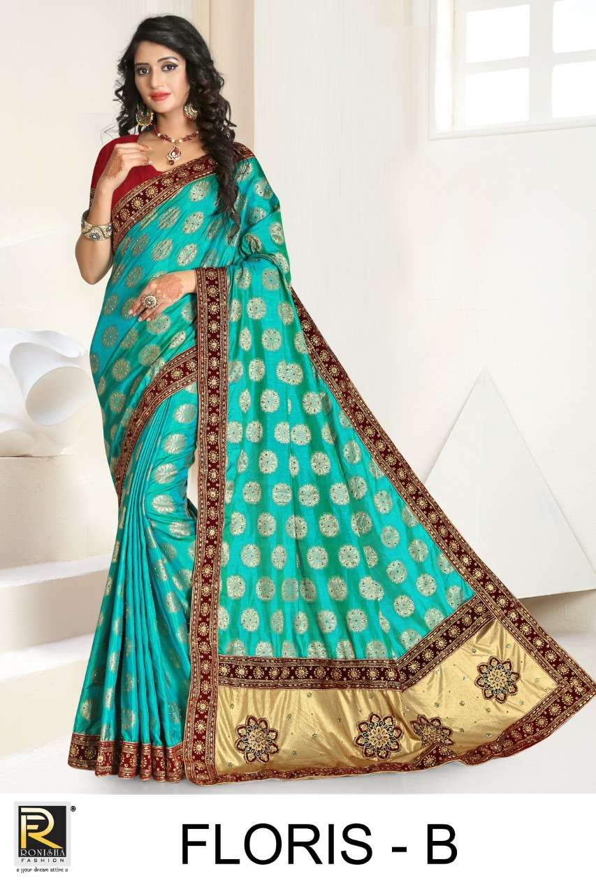 Ranjna Saree Floris Embroidery And Heavy Diamond Work Saree