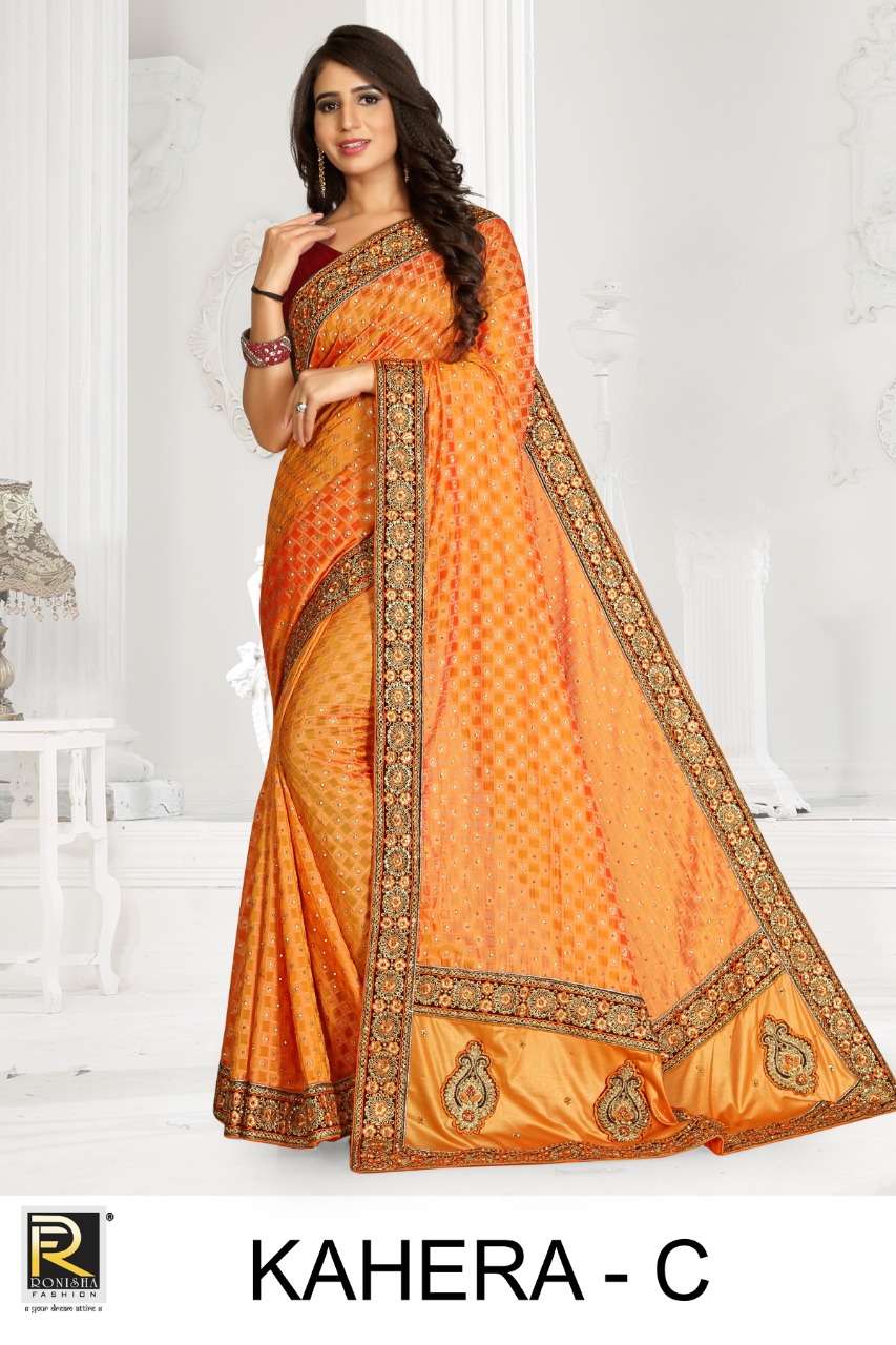 Ranjna Saree Kahera Embroidery And Heavy Diamond Work Saree