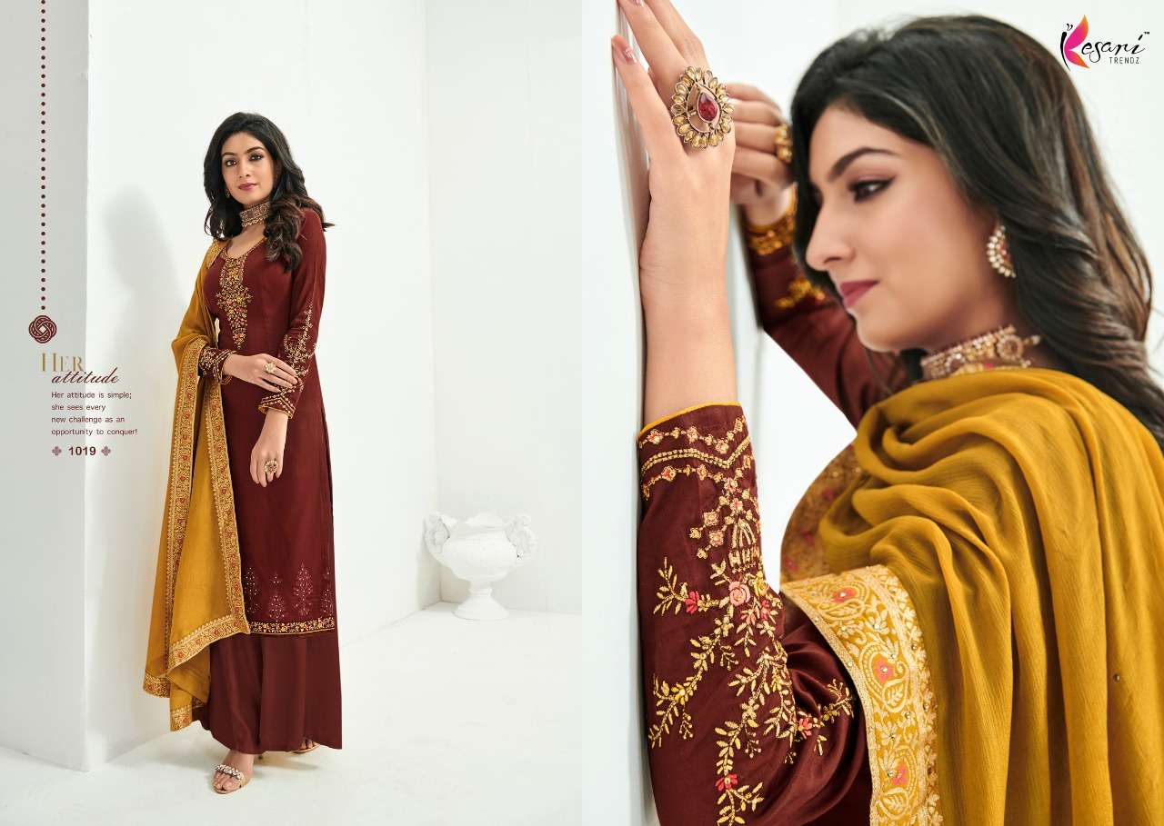 Rajoo Kesari Trendz Series 1017-1024 Jam Silk Embroidery Party Wear Suits