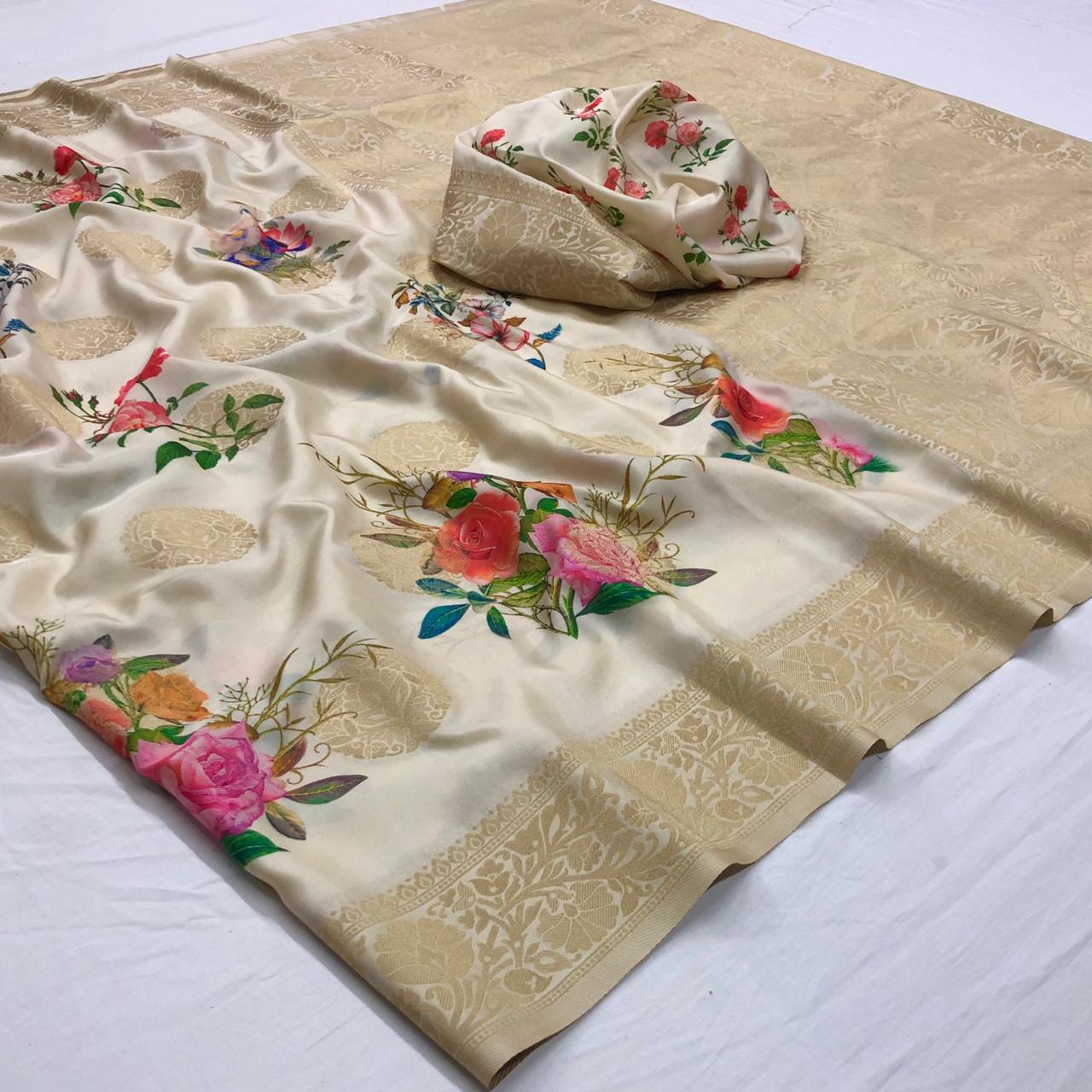 Pooja Silk Designer Digital Print With Soft Silk Saree