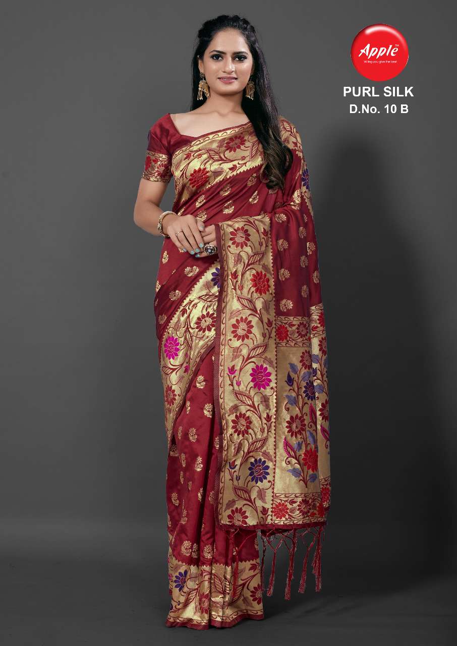 Apple Purl Silk Designer Printed Dharamvaram Silk Fancy Saree