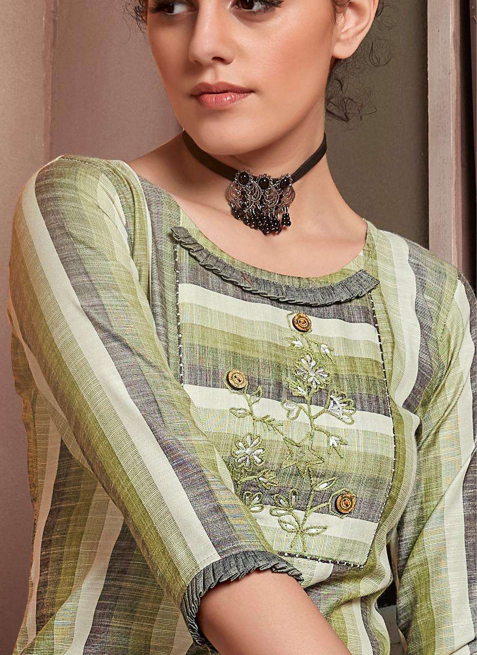 Riya Designer Stripes Cotton Kurti With Pant Collection