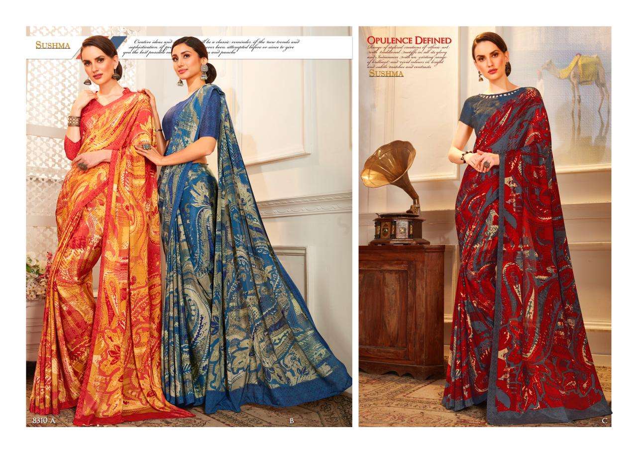 Silk Ethnic Vol 2 By Sushma Crape Printed Fancy Saree Supplier