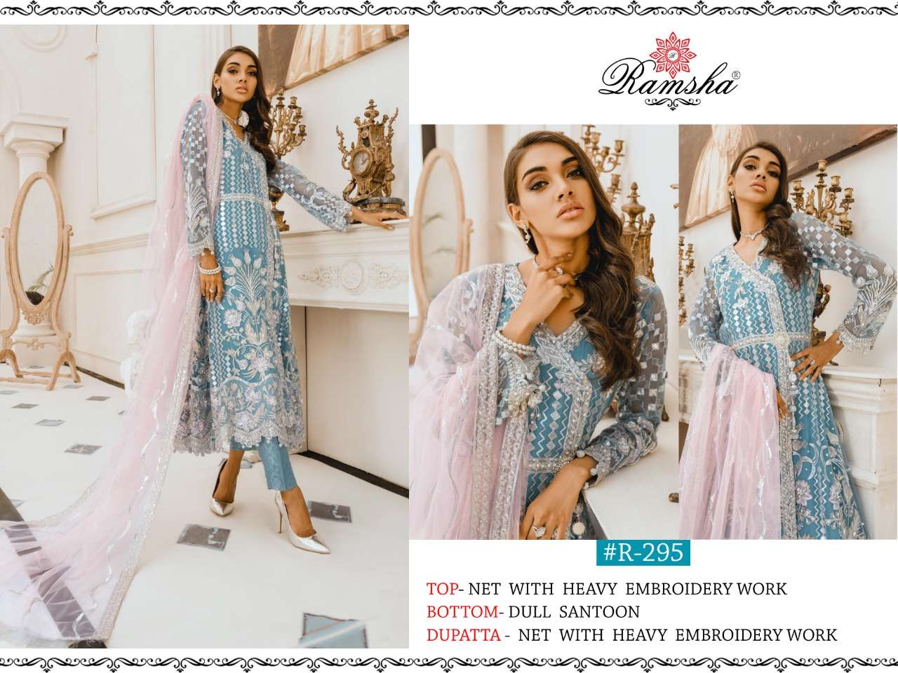 Ramsha Vol 8 295-298 Series Georgette Net Embroidery Pakistani Suits