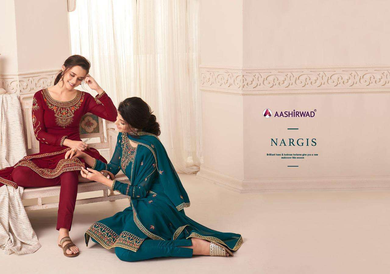 Nargis By Aashirwad Georgette Embroidery Chudidar Suits Supplier