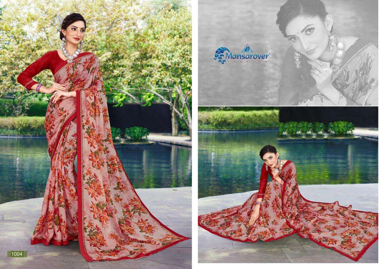 Meera Mohan By Mansarover Chinese Chiffon Printed Sarees