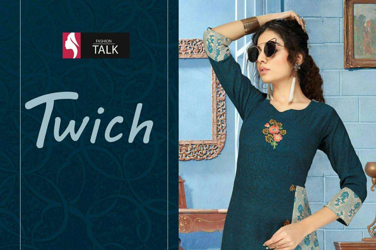 Twich By Fashion Talk Heavy Black Rayon Kurti Catalog