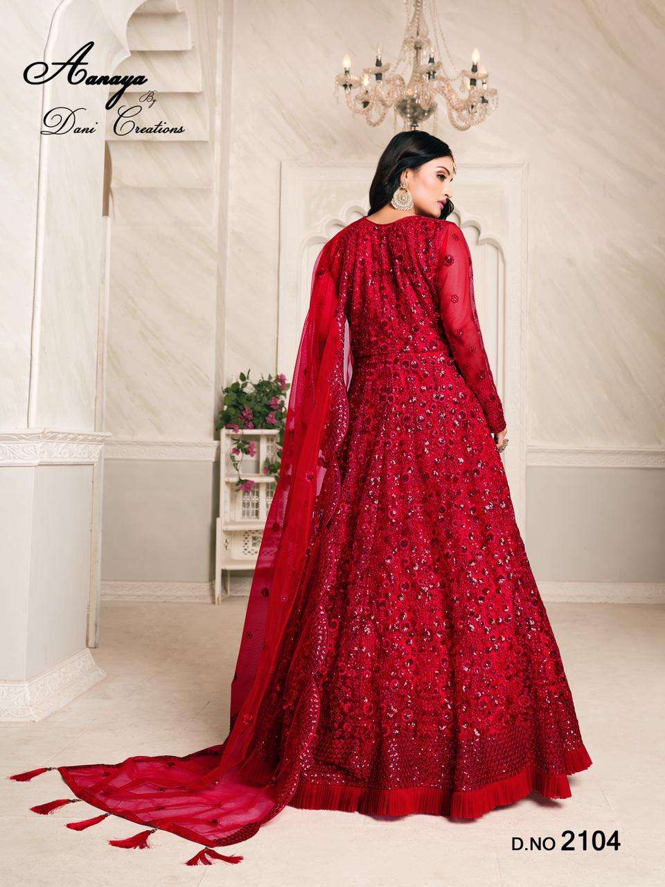 Aanaya Vol 121 By Dani Fashion Net Embroidery Long Anarkali Suits