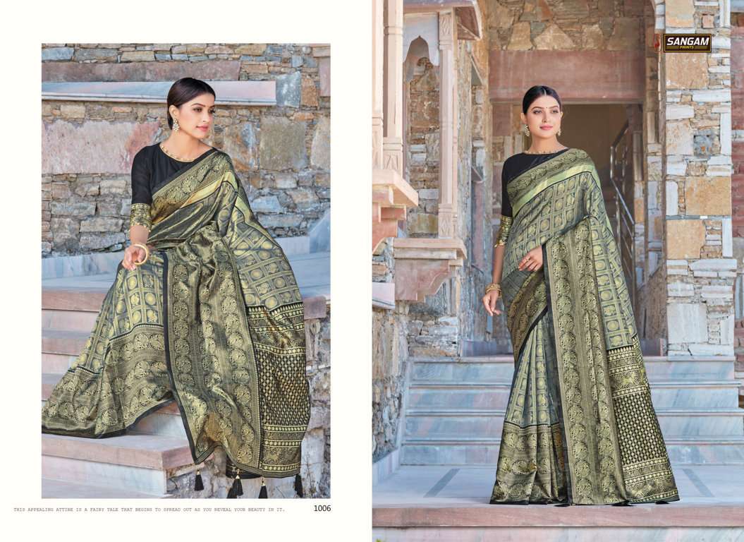 Sangam Prints Sui Dhaga Series 1001-1006 Zari Weaving Silk Saree