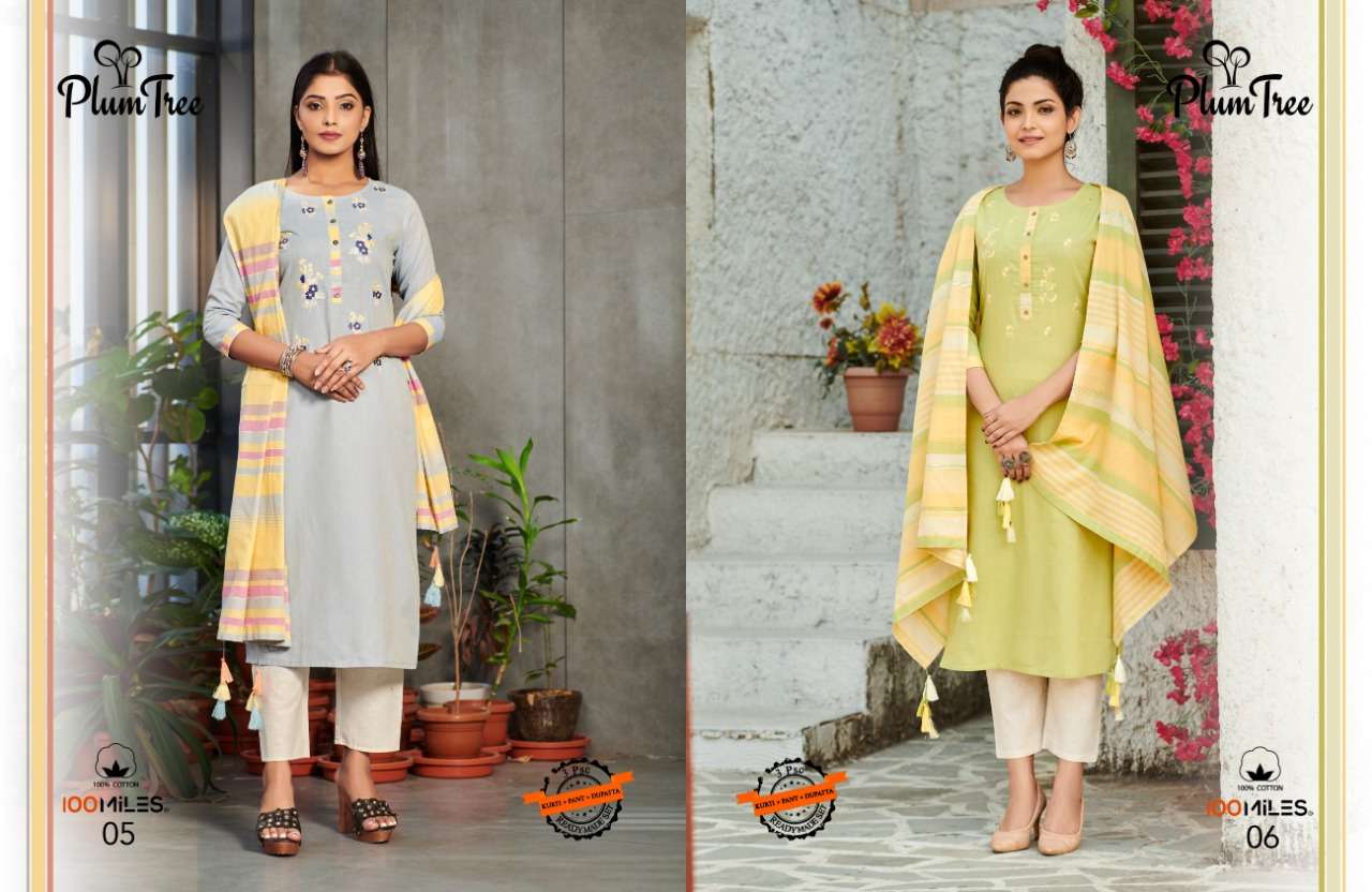 Plum Tree By 100 Miles Cotton Readymade Salwar Suits