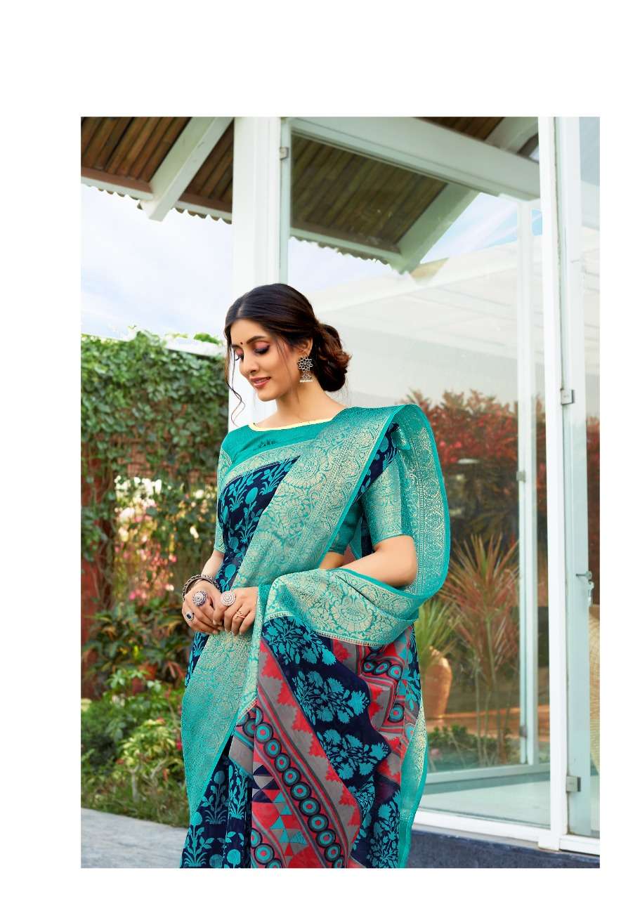Anjali Silk By Shangrila Silky Prints On Jacquard Border Patta Clothing Store
