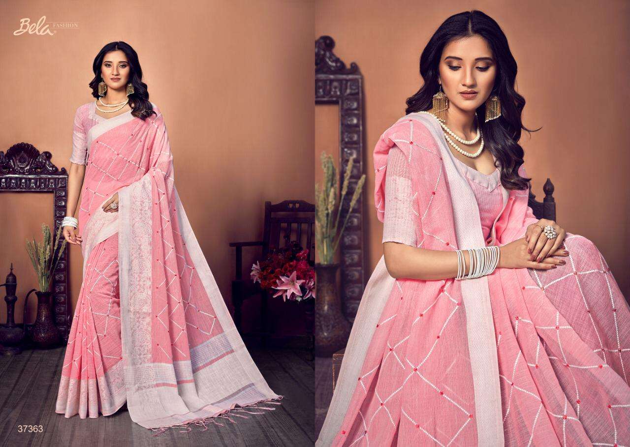 Coral By Bela Linen Silk Designer Fancy Saree