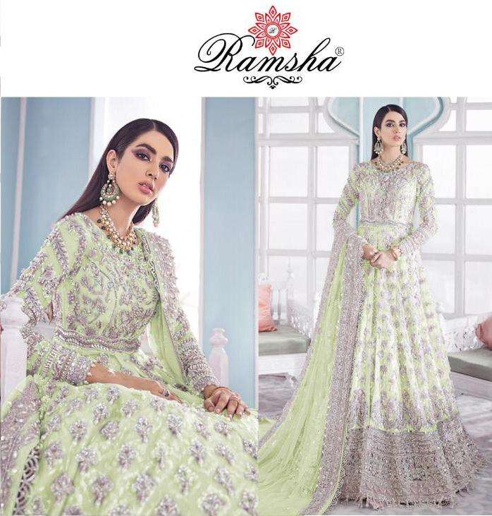 Ramsha 286 Nx Net Kali Style Embroidery Party Wear Suits