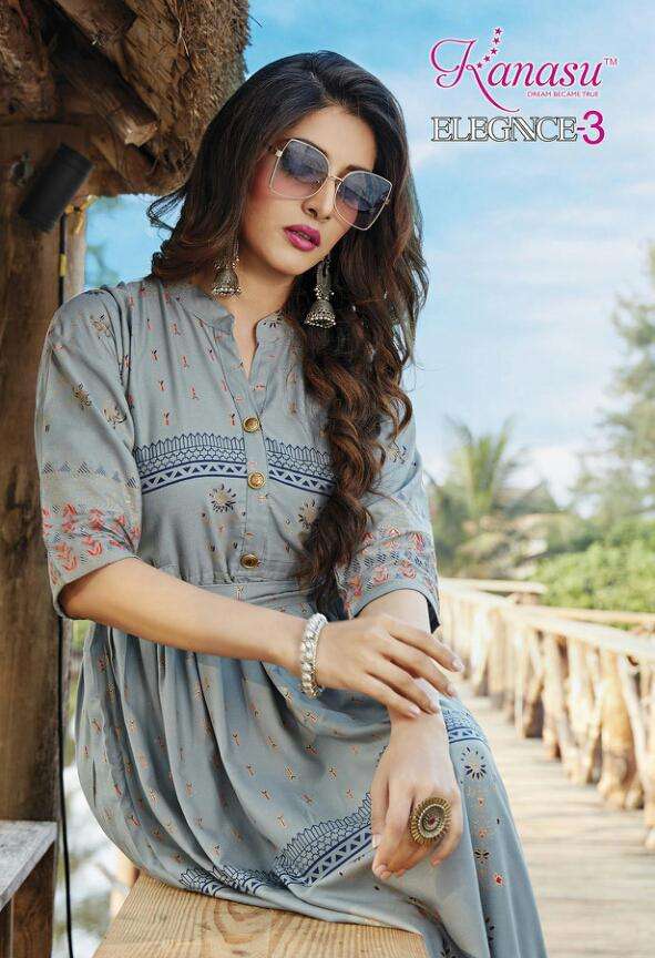 Kanasu Elegance Vol 3 Series 3901-3909 Heavy Rayon Gold Print Kurti