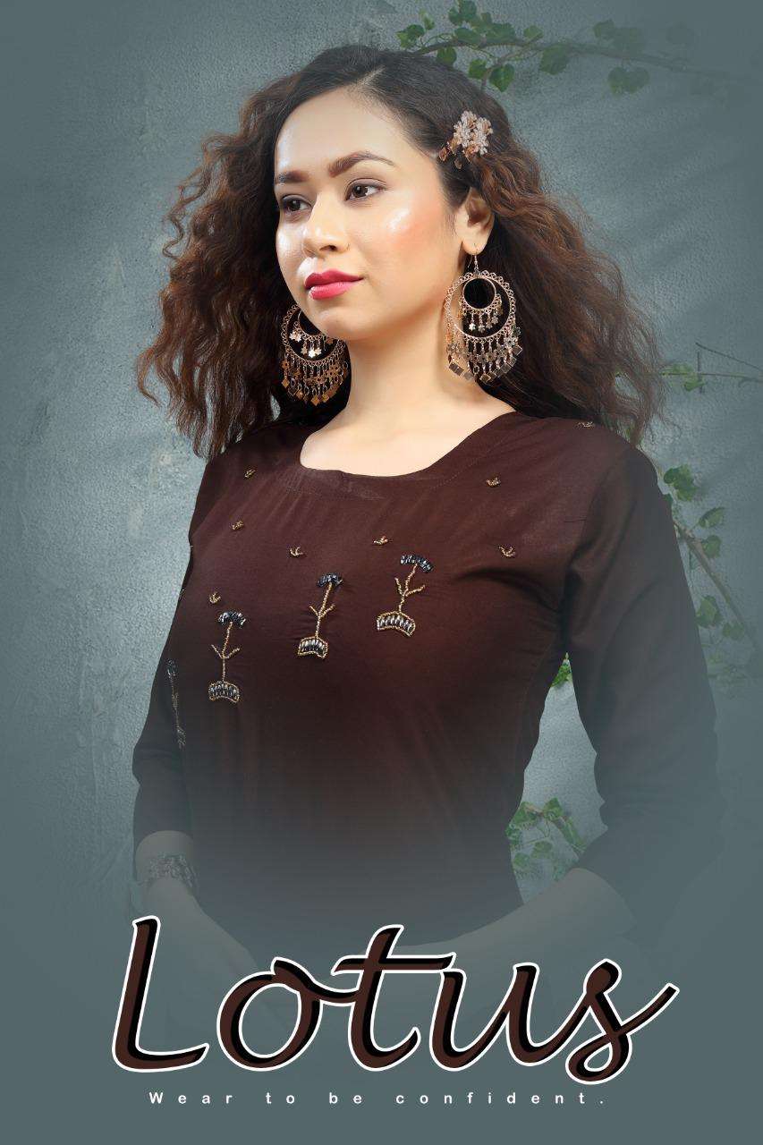 Fashion Talk Lotus Series 7321 Heavy Rayon With Hand Work Kurti