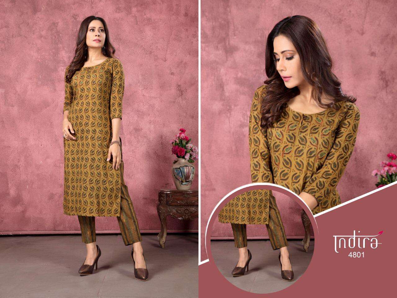 Roz Meher Vol 2 By Indira Cambric Cotton Kurti With Pant Pair
