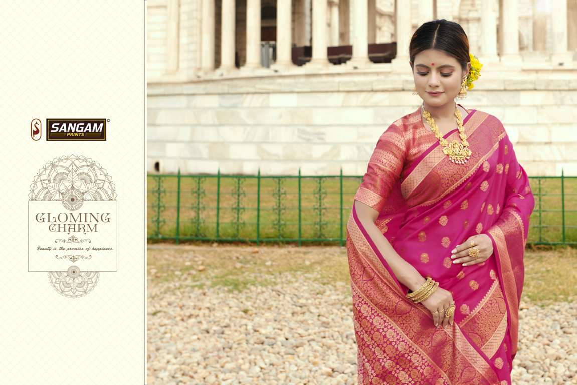 Sangam Prints Sanjana Series 1001-1006 Zari Weaving Silk Saree