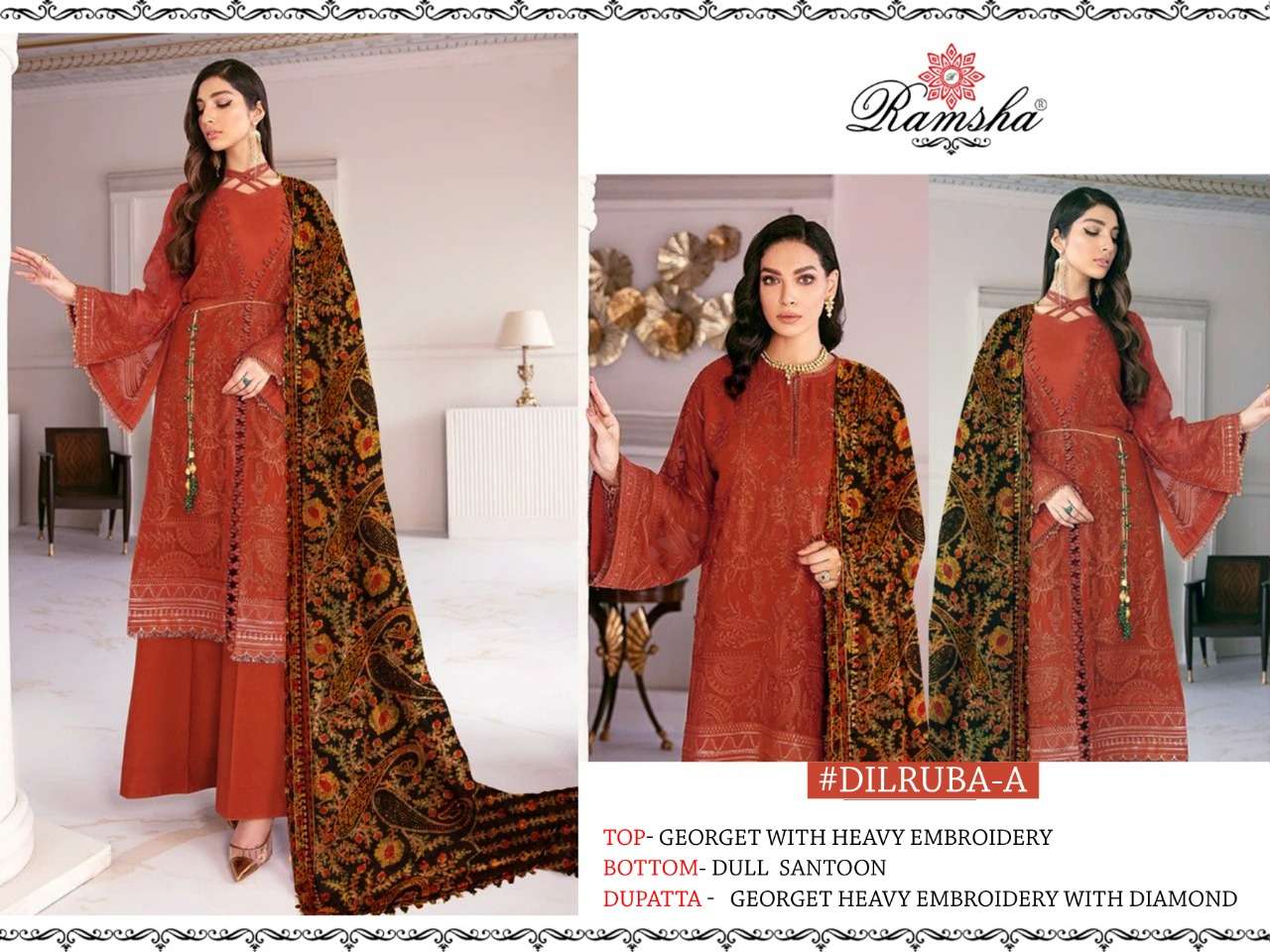 Ramsha Dilruba Georgette Embroidery Pakistani Suits