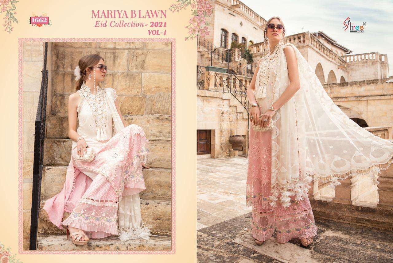 Shree Fabs Mariya B Lawn Eid 2021 Vol-1 1661-1668 Lawn Cotton Suit