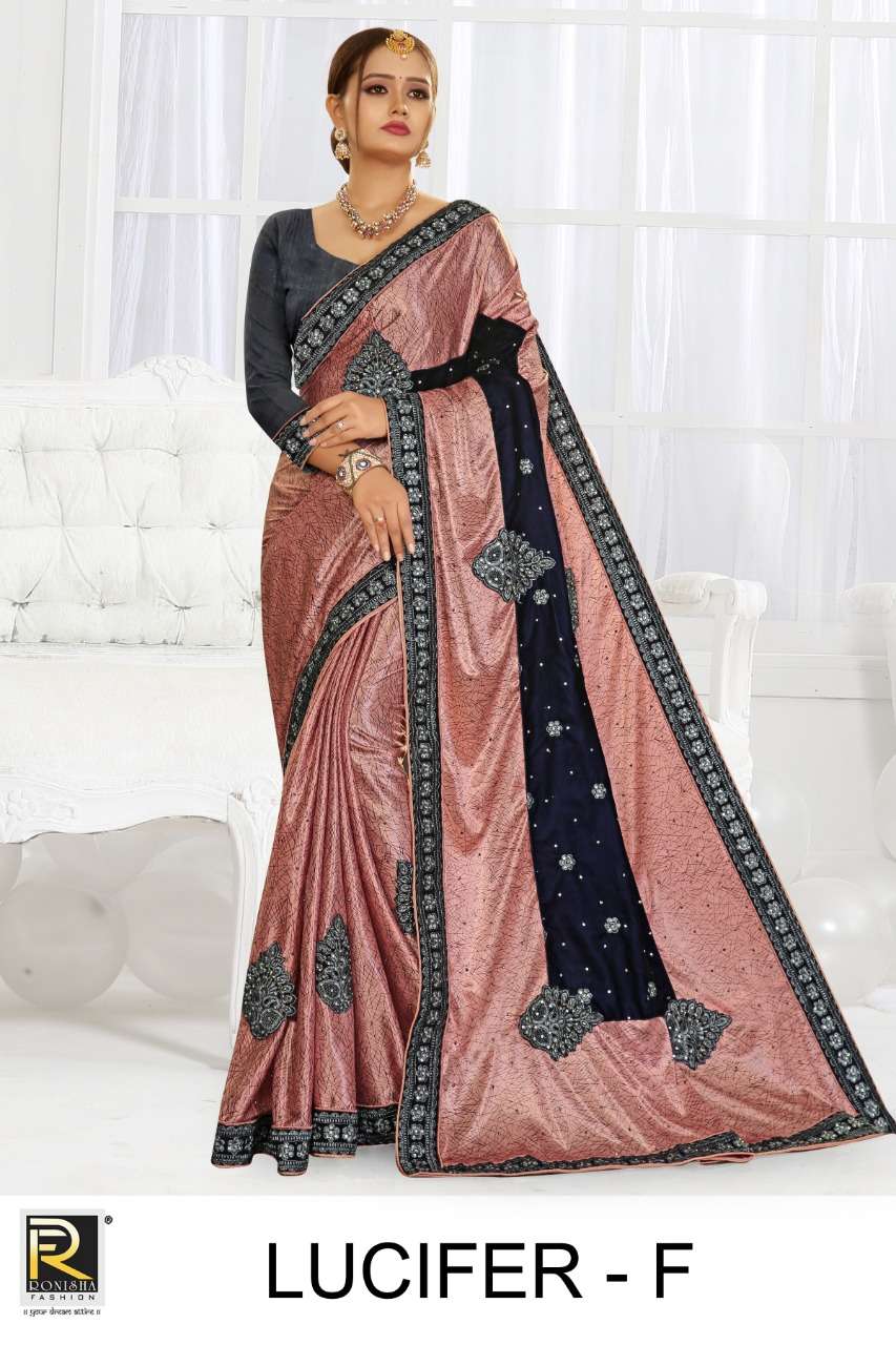 Ranjna Saree Lucifer Embroidery Worked Heavy Diamond Work Saree