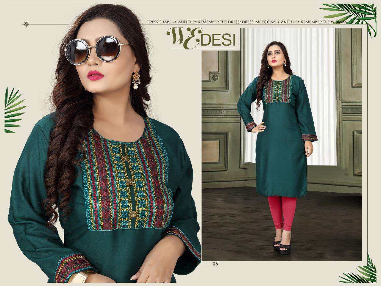 Wedesi By Aagya Heavy Rayon With Work Kurti Catalog