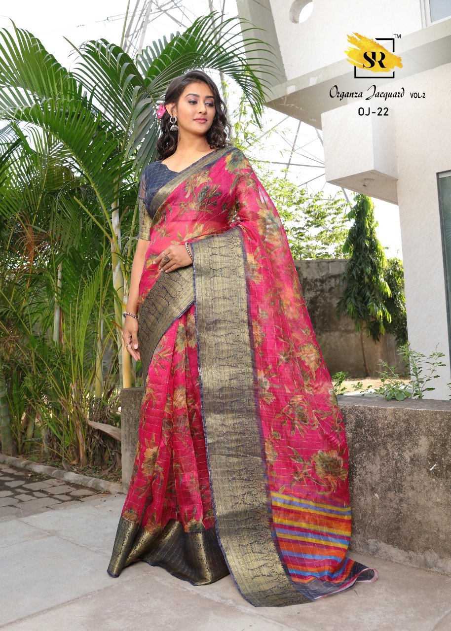 Sr Organza Jacquard Chex Saree