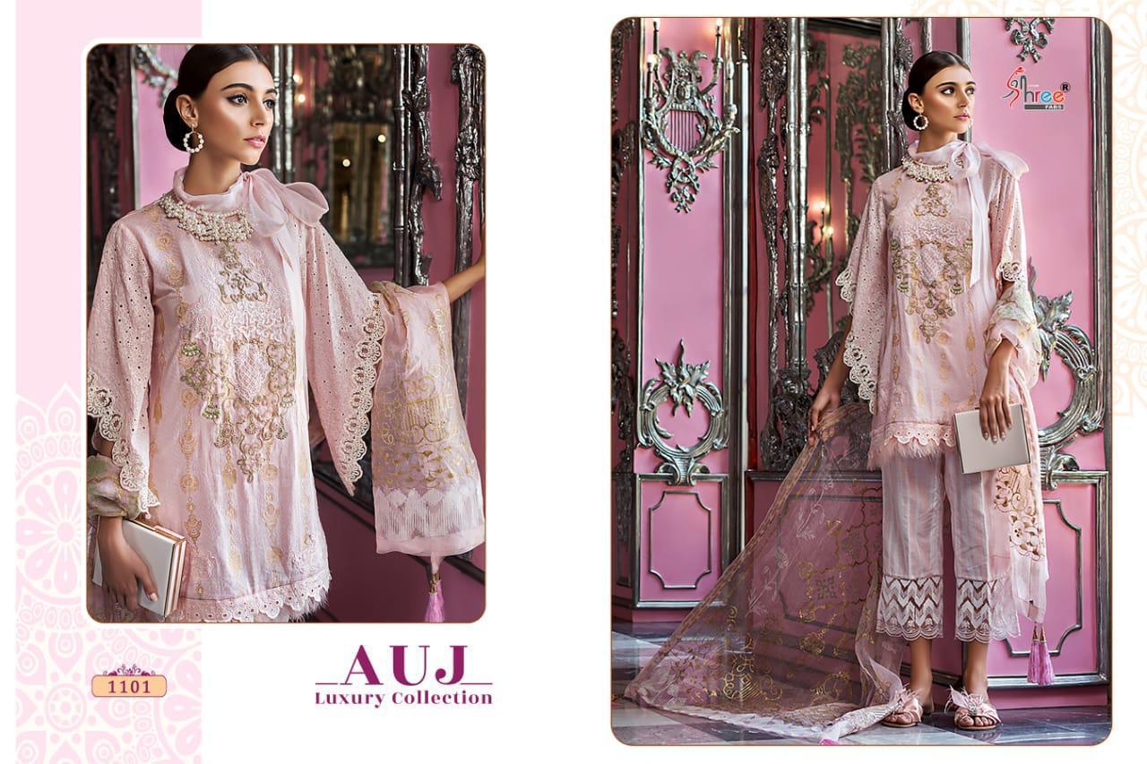Shree Fab Auj Luxury Collection Series 1101 Designer Pure Cotton Suit