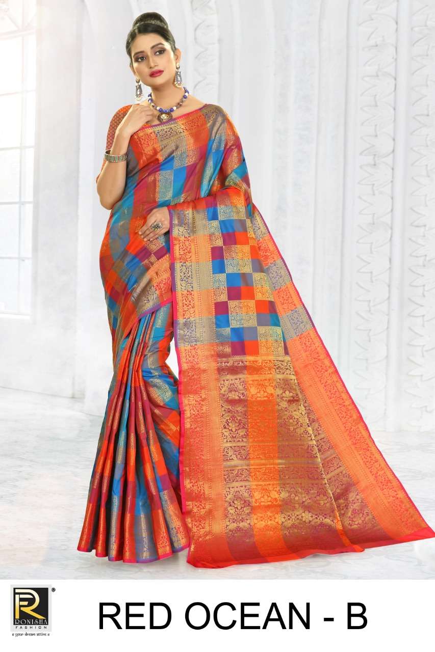 Ranjna Saree Red Ocean Casual Wear Silk Saree Collection