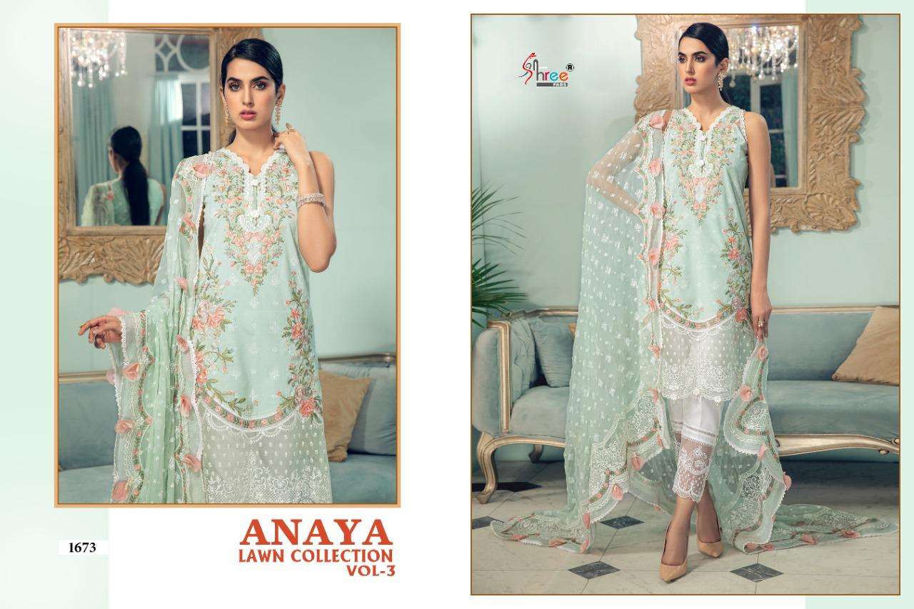 Shree Fabs Anaya Lawn Vol-3 Series 1673-1676 Pakistani Suits