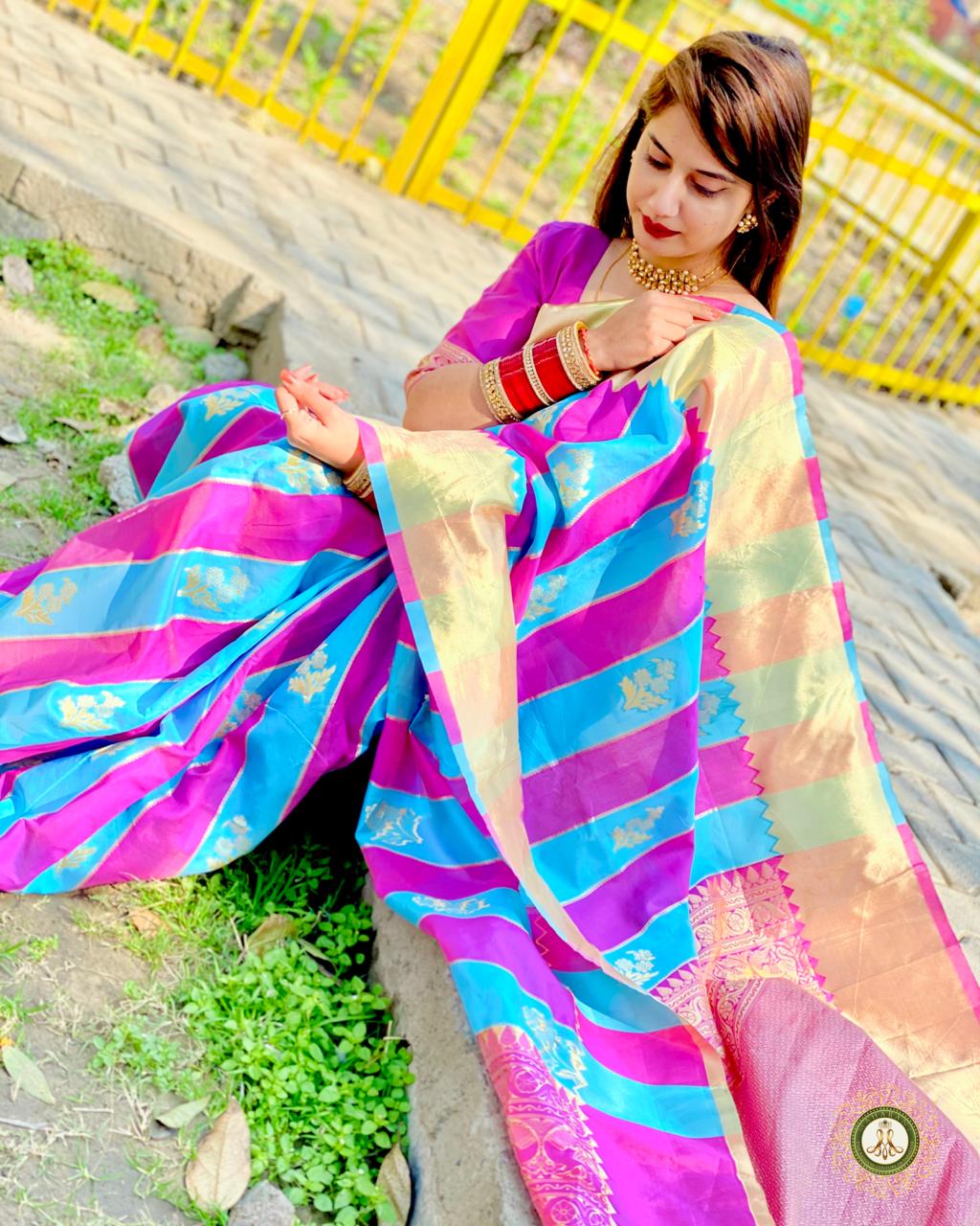 Bt-02 Designer Lichi Silk Saree