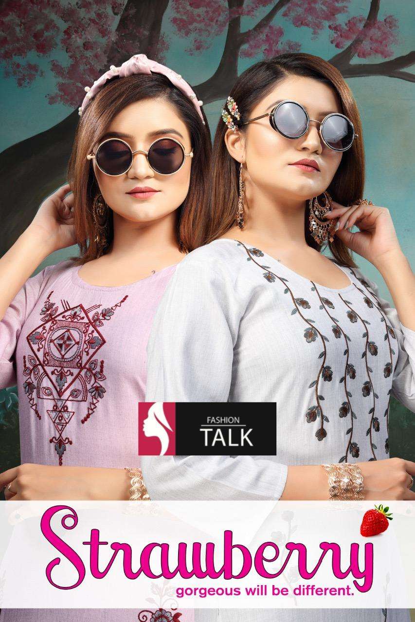 Fashion Talk Strawberry Series 7321 Heavy Rayon With Work Kurti