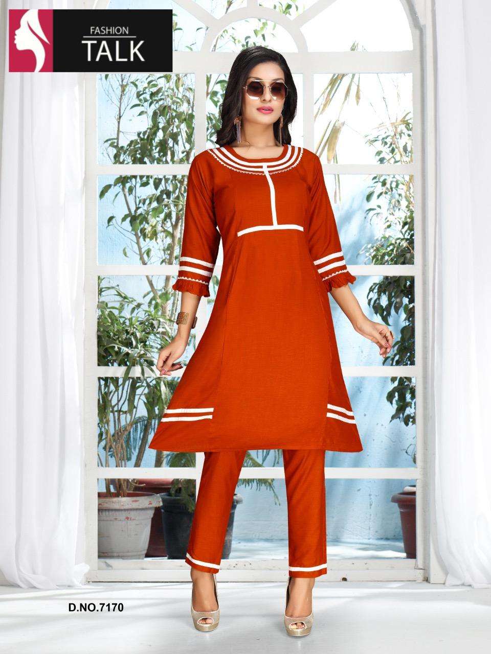 Fashion Talk Zara Series 7170 Heavy Rayon Slub Kurti With Pant