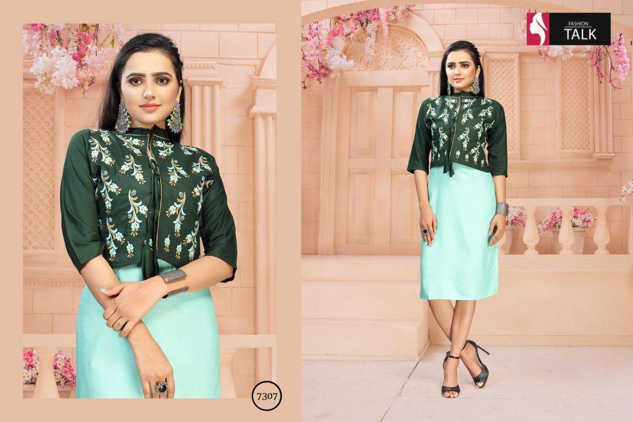 Fashion Talk Tulsi Series 7307 Heavy Rayon With Jacket Work Kurti